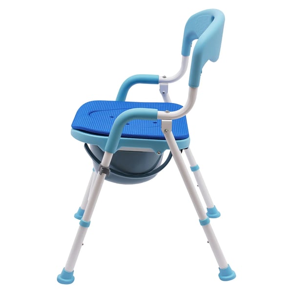 Foldbar bruse- og toiletstol - Aluminiumlegering - Armlænshøjde 75 cm - Med bækken - Blå