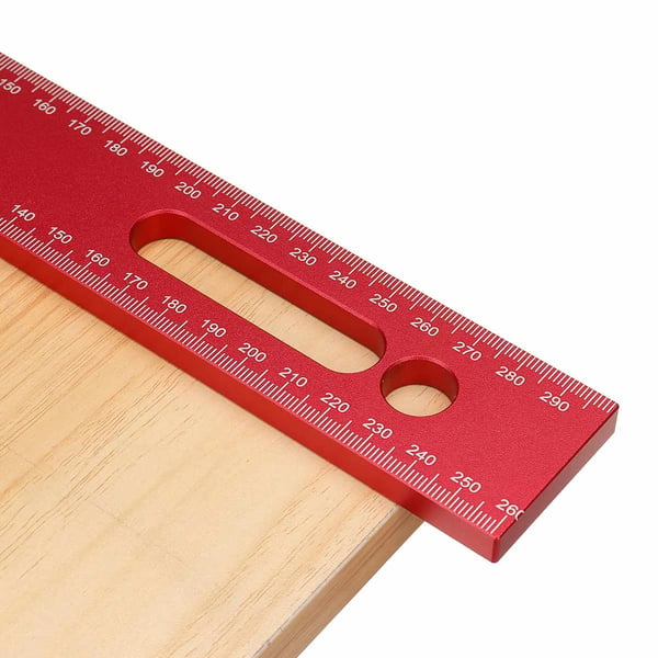 L-formet præcisionsvinkel - Tømrervinkel 90° - 300x200 mm - Metrisk skala - Aluminiumlegering - Grøn/Lilla