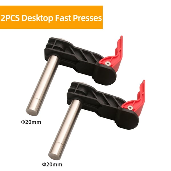 Bench Dog Hold-Down Klemmer - Hurtigklemmer Type A - 20 mm til MFT-bord & T-skinne - Rustfrit stål - 2-pak - Grøn/Lilla