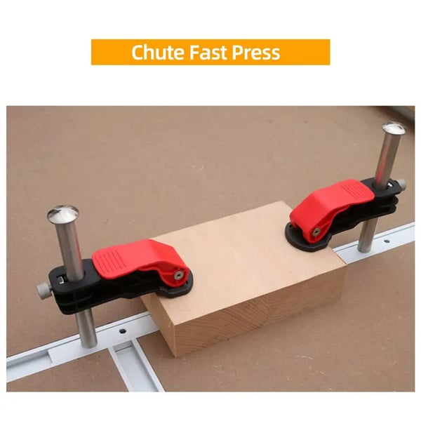 Bench Dog Hold-Down Klemmer - Hurtigklemmer Type A - 20 mm til MFT-bord & T-skinne - Rustfrit stål - 2-pak - Grøn/Lilla