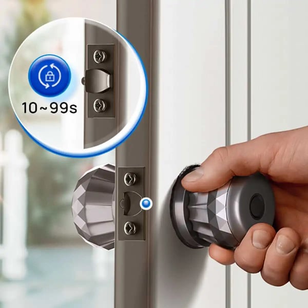 Smart dørknop - smart lås - fingeraftryk - appstyring - nøglefri - Type‑C nødladning - dørtykkelse 35–50 mm - 3‑i‑1