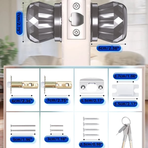 Smart dørknop - smart lås - fingeraftryk - appstyring - nøglefri - Type‑C nødladning - dørtykkelse 35–50 mm - 3‑i‑1