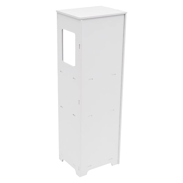 Kylpyhuonekaappi - Lattiaseisova kapea kaappi - Paperipyyhelaatikko & kaappi - PVC - Kantavuus per hylly 2,5 kg - Koottava - Valkoinen