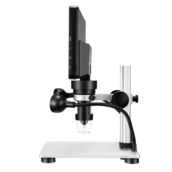 Digitalt mikroskop, USB 12MP 1200x, 7" HD roterende skærm, 8 LED-lys, 10 cm arbejdsafstand, 12 sprog