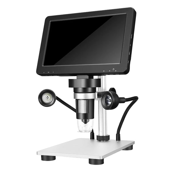 Digitalt mikroskop, USB 12MP 1200x, 7" HD roterende skærm, 8 LED-lys, 10 cm arbejdsafstand, 12 sprog