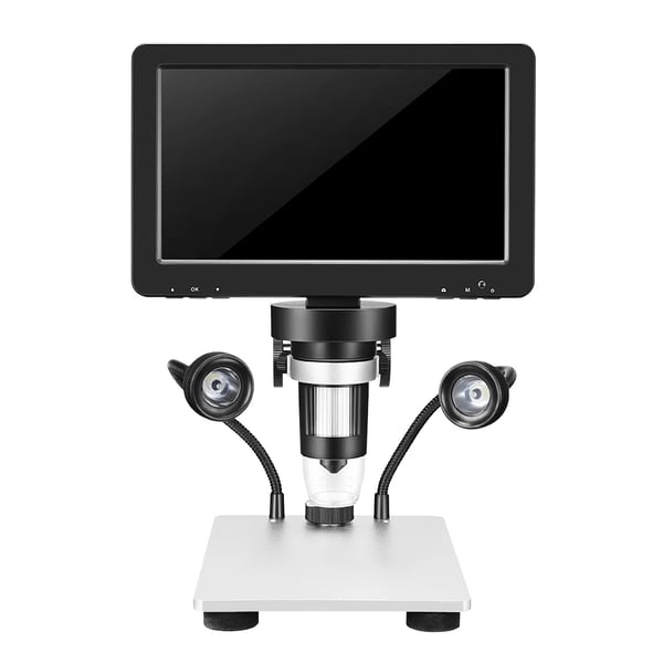 Digitalt mikroskop, USB 12MP 1200x, 7" HD roterende skærm, 8 LED-lys, 10 cm arbejdsafstand, 12 sprog