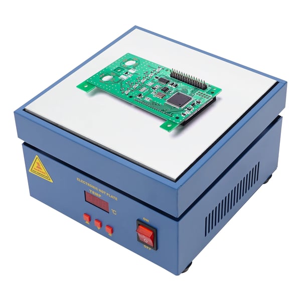 Juotoslämpölevy, 800 W, 200 × 200 mm, LCD, mikroprosessoriohjaus, reflow-juotokseen ja esilämmitykseen