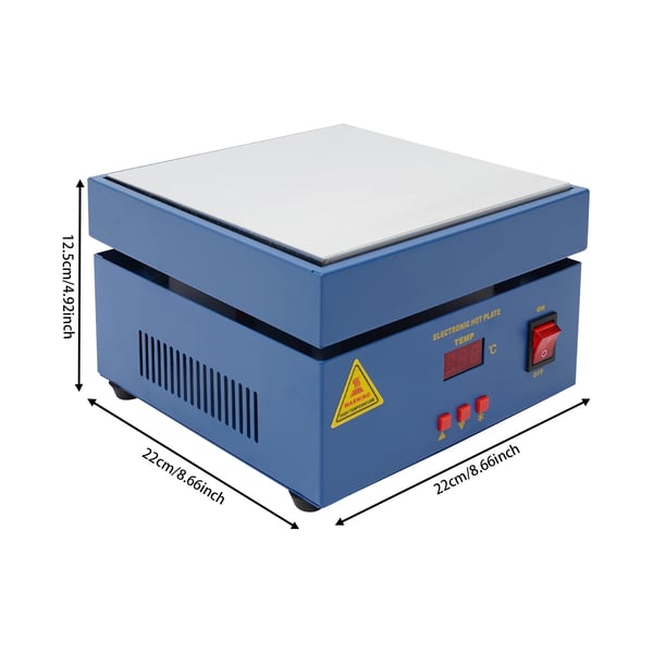 Juotoslämpölevy, 800 W, 200 × 200 mm, LCD, mikroprosessoriohjaus, reflow-juotokseen ja esilämmitykseen