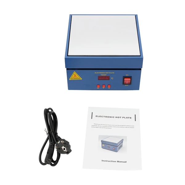 Juotoslämpölevy, 800 W, 200 × 200 mm, LCD, mikroprosessoriohjaus, reflow-juotokseen ja esilämmitykseen