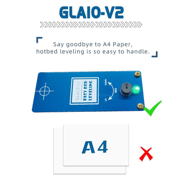 Geeetech GLA10 V2, elektronisk niveaueringsværktøj til FDM 3D-printer, indikator-LED og summer, justerbar, blå
