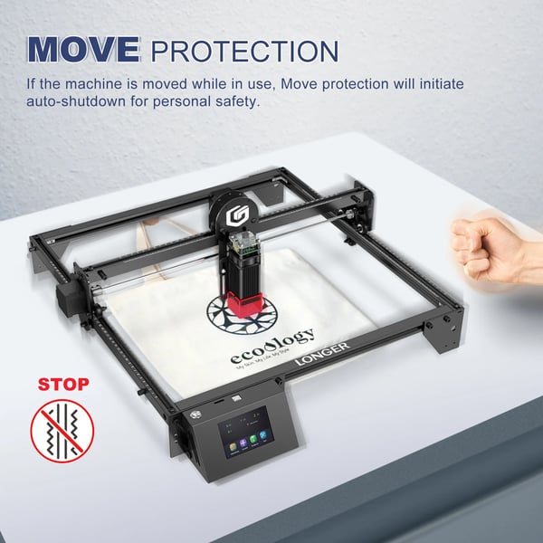 Lasergraver - Diodelaser 10 W - Arbejdsområde 400×400 mm - Touchskærm 8,9 cm - Bundkort 32-bit - WiFi/App, USB & TF/microSD - Hvid