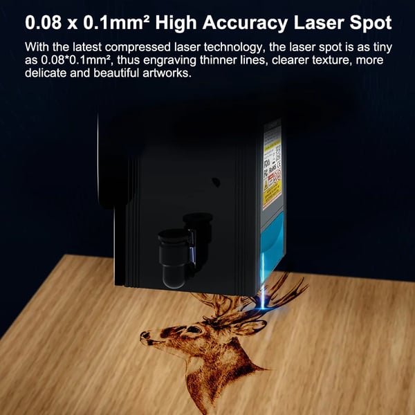 Ray5 20W - Lasergraver - Graveringsområde 375x375 mm - Touchskærm 8,9 cm - Bundkort 32-bit - WiFi/App/USB/TF - Hvid