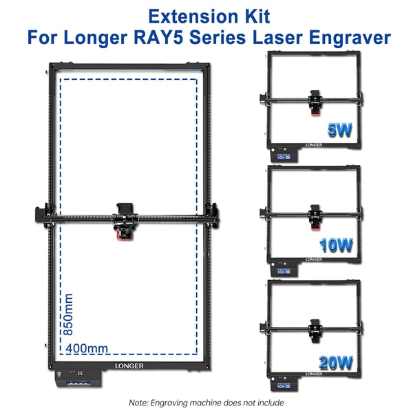 Y-akse udvidelsessæt til lasergraver - Ekspansionskit - Kompatibel med RAY5 5W/10W/20W - Til gravering & laserskæring - Rød