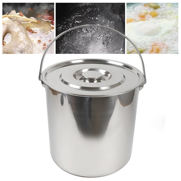 Mælkespand - Beholder - Rustfrit Stål - 20 L - Med Låg - Kraftig - Tåler Kogende Vand