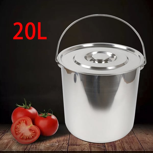 Mælkespand - Beholder - Rustfrit Stål - 20 L - Med Låg - Kraftig - Tåler Kogende Vand