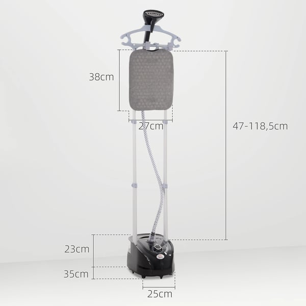 Klädsteamer - Vertikal klädångare - Justerbar temperatur - 1950 W - 2 L Vattentank - Svart
