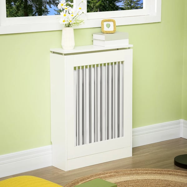 Radiatorskydd - MDF Elementskydd - Modern Design - Målad Yta - För Vardagsrum - Lätt Montering - Vit