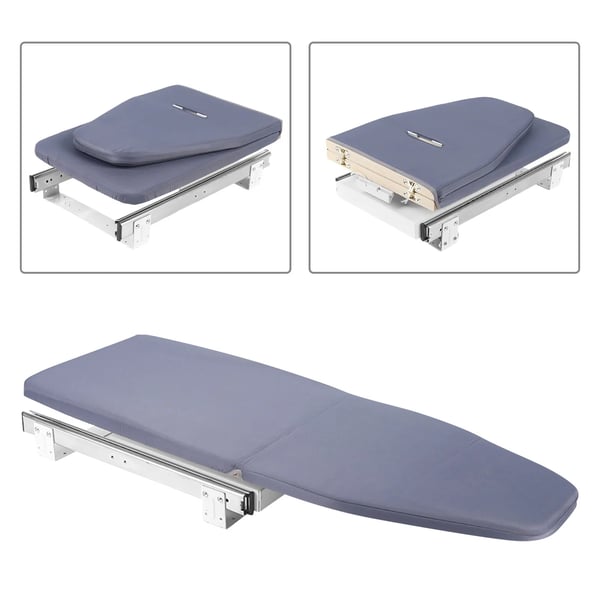 Strygebræt - Skabsmonteret - Sammenklappeligt - Udtrækkeligt Push-Pull - Robust metalramme - Stålrørsstel - 80 x 29,5 cm - Grå