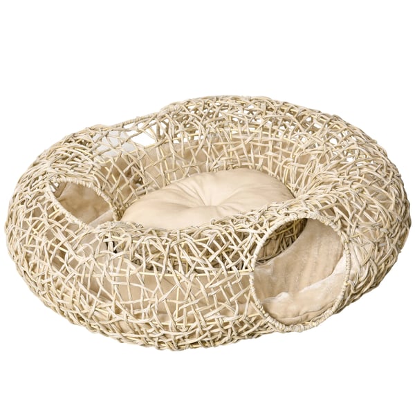 Kattbädd och kattkorg - Naturträ - 78 x 69 x 22 cm - För katter - Träfärg