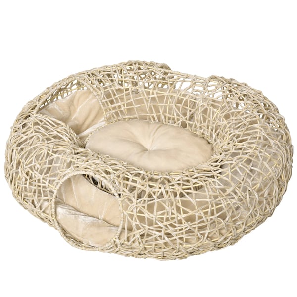 Kattbädd och kattkorg - Naturträ - 78 x 69 x 22 cm - För katter - Träfärg