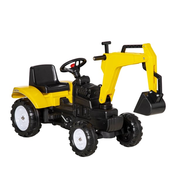 Tramptraktor för barn - Pedaltraktor - Ålder 3–6 år - Fyra hjul - Plast - CE-certifierad - 107×42×71 cm - Gul