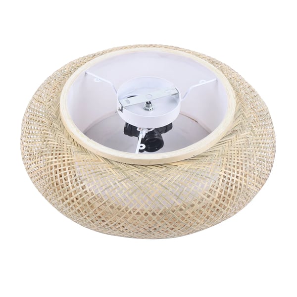 Rustik bambus & rattan - Loftplafond - 3‑flamme - Flettet rattan skærm - E26, LED - Overflademonteret - Uden pærer - Str. M - Guld