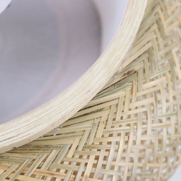 Rustik bambus & rattan - Loftplafond - 3‑flamme - Flettet rattan skærm - E26, LED - Overflademonteret - Uden pærer - Str. M - Guld