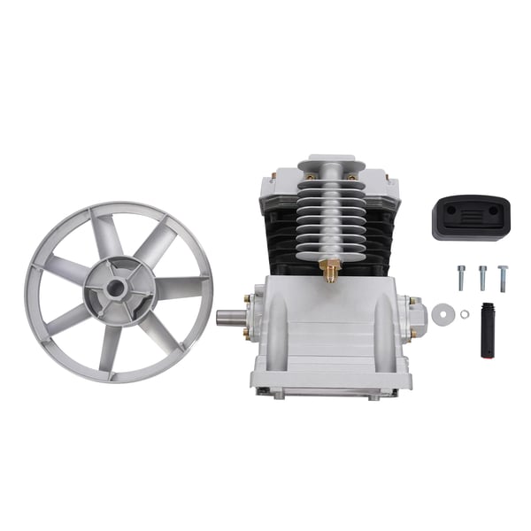 Ilmakompressorin pumppupää - 2065 - 3 HP - Yksivaiheinen kaksoissylinteri - Moottorille 2,2 kW - 0,8 MPa - Sylinteri Ø 6,5 cm - Hihnapyörä Ø 26 cm