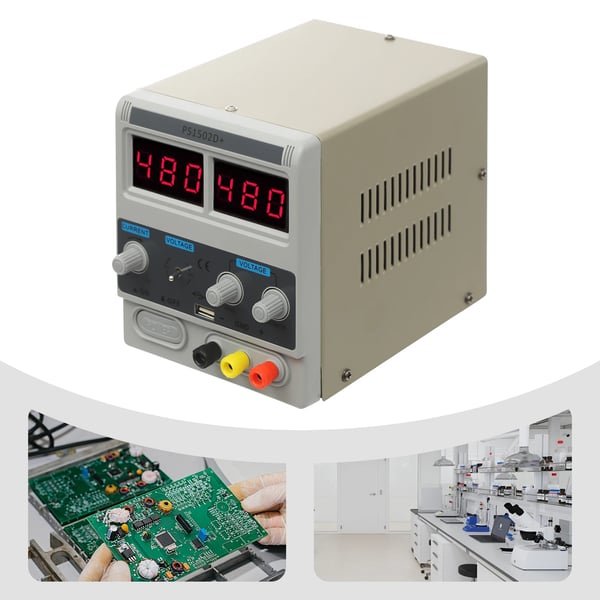 Laboratoriovirtalähde - DC pöytämalli - 0–15 V, 2 A - Säädettävä - Vakautettu - Valkoinen