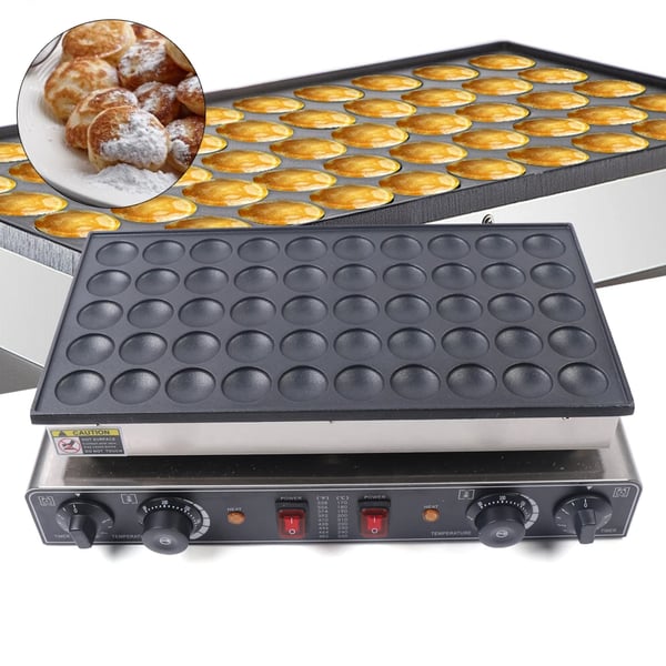 Poffertjes-jern, elektrisk 50-huls, non-stick belægning