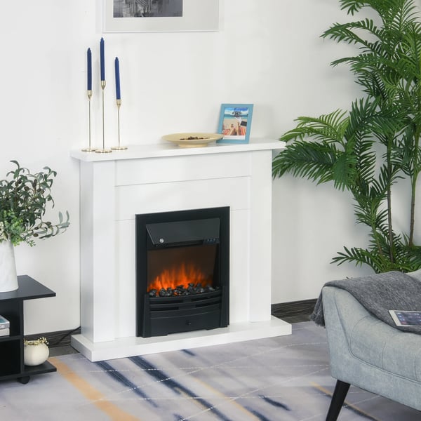 Elektrisk kamin - Eldstad för vardagsrum - 1000/2000 W - Termostat & timer - Flammeffekt - Nätström AC - 102×30×95 cm