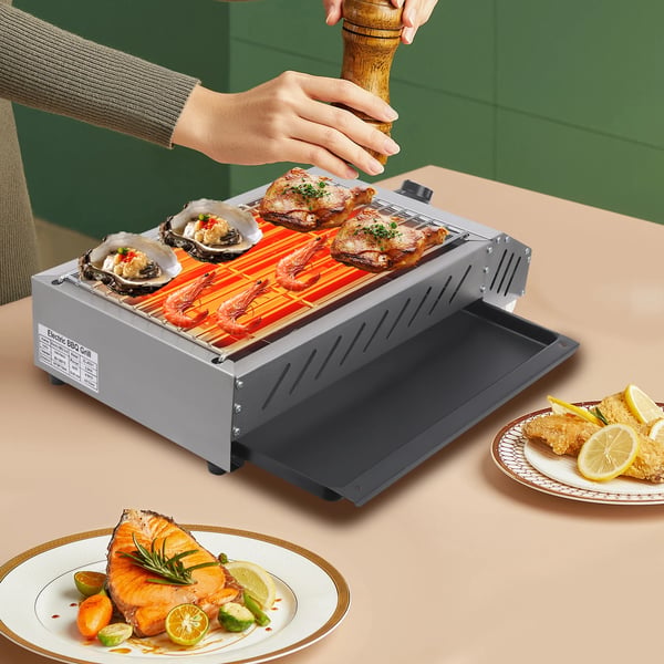 Sähkögrilli BBQ - Malli SC‑JHD9‑T - Suorakulmainen - Ruostumaton Teräs - 2,5 kW - 220 V/50 Hz - Säädettävä Lämpötila 50–300 °C - Johdollinen