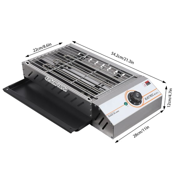 Sähkögrilli BBQ - Malli SC‑JHD9‑T - Suorakulmainen - Ruostumaton Teräs - 2,5 kW - 220 V/50 Hz - Säädettävä Lämpötila 50–300 °C - Johdollinen