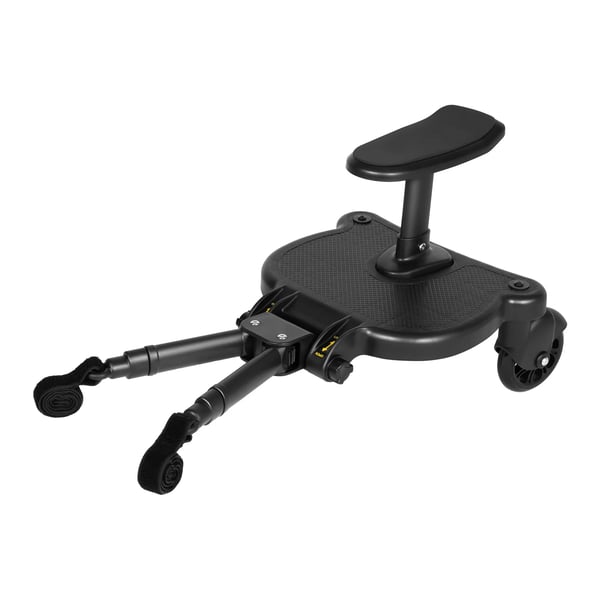 Rattaiden seisomalauta - Buggy board irrotettavalla istuimella - 2-in-1 - Yleismallinen adapteri - Enint. 25 kg - Ikä 3–6 v - Muovi - Musta