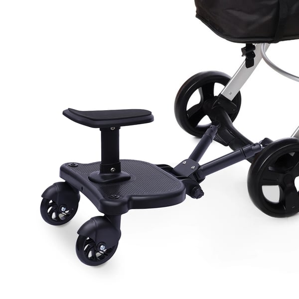 Barnevognsbræt - Buggy Board med aftageligt sæde - 2-i-1 - Universal adapter - Max 25 kg - Til 3–6 år - Plast - Sort