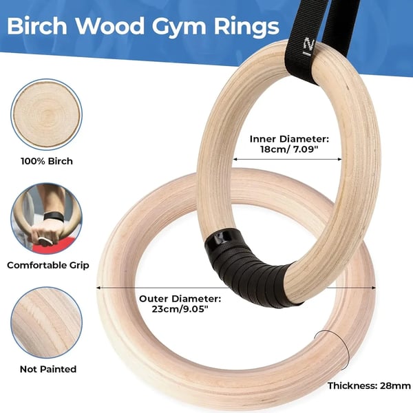 Træringe i naturtræ, til hobby & macramé, 1 par Ø 32 mm, ubehandlede, til vedhæng