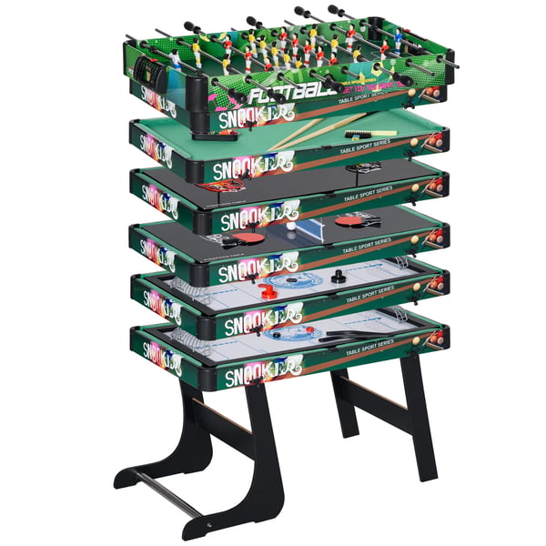 Multispelbord - 6-i-1 spelbord - Hopfällbart - Biljard - Bordsfotboll - Bordtennis - 118×104×71 cm - Flerfärgad