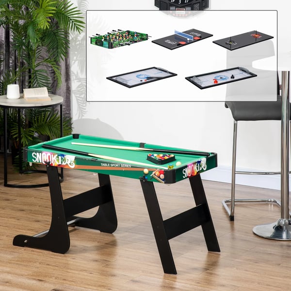 Multispelbord - 6-i-1 spelbord - Hopfällbart - Biljard - Bordsfotboll - Bordtennis - 118×104×71 cm - Flerfärgad