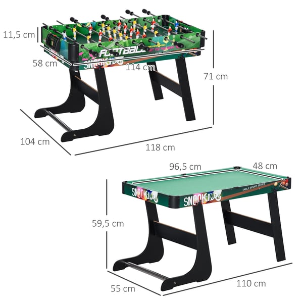 Multispelbord - 6-i-1 spelbord - Hopfällbart - Biljard - Bordsfotboll - Bordtennis - 118×104×71 cm - Flerfärgad