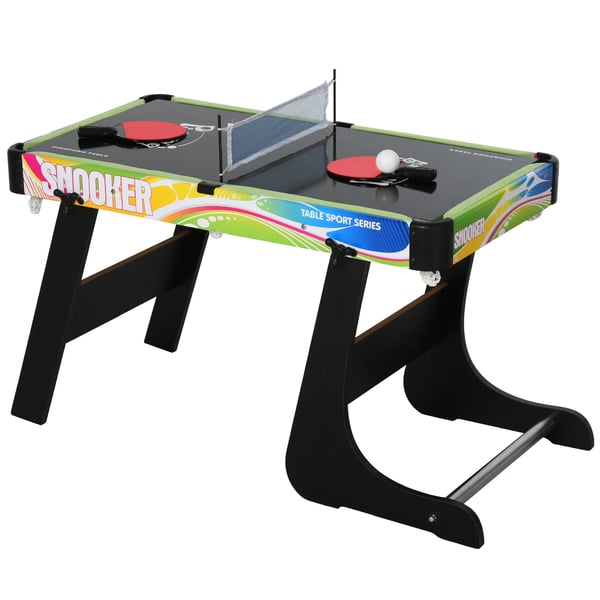 Multispelbord - 4-i-1 Spelbord - Bordfotboll - Bordhockey - Snooker - Pingis - Svart