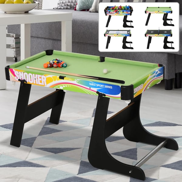 Multispelbord - 4-i-1 Spelbord - Bordfotboll - Bordhockey - Snooker - Pingis - Svart