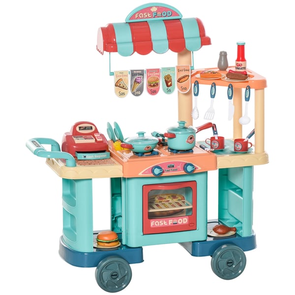Leksakskök - Köksleksaksset för barn - För 6–12 år - 79,5×33×90,5 cm - PP/ABS-material - CE-certifierad - Utan batteri - Flerfärgad