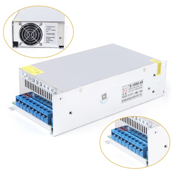 Strømforsyning - Switch-mode strømforsyning - 1000 W - 20 A - AC 220 V til DC 48 V - Sølv