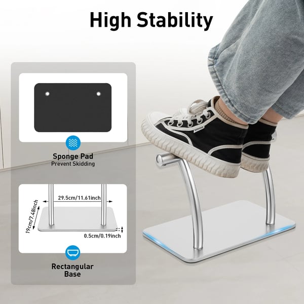 Frisørstol Fodstøtte - Stolmonteret Pedal - Rustfrit Stål - Størrelse 29,5×19×20,5 cm - Til Barbersalon - Sølv