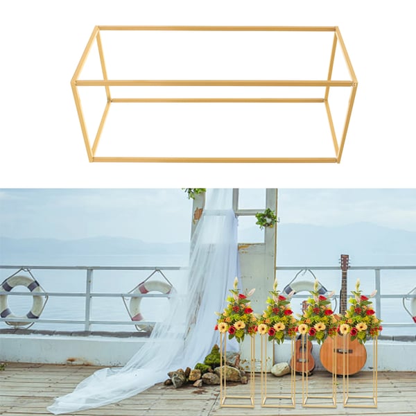 4 stk. blomsterstandere til bryllup, metalsøjler 60 cm, guld – holder til vaser og ballondekoration
