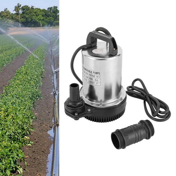Djupbrunns dykpump DC 12V, 160 W, 50 l/min, 8 m lyft, 1'' utlopp, rostfritt stål, 3000 rpm, EU-kontakt