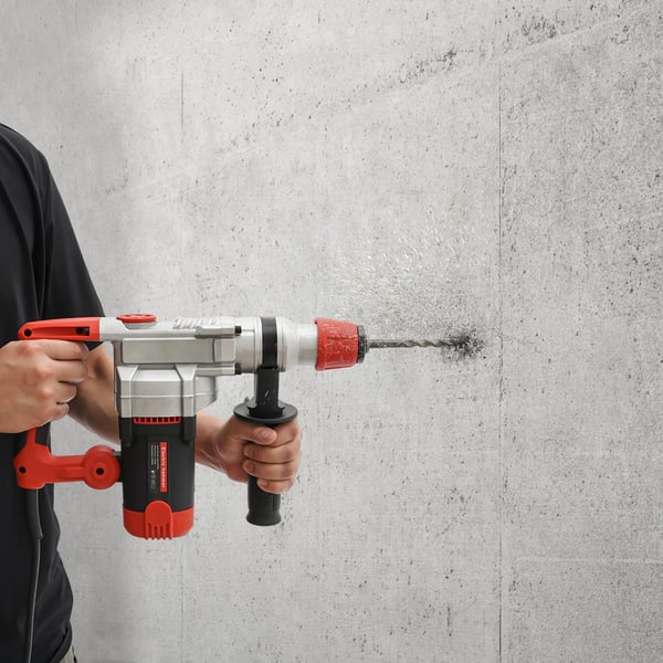 2200W elektrisk borehammer/nedbrydningshammer, håndholdt betonbryder, 0-930 o/min, med 6 tilbehør, rød