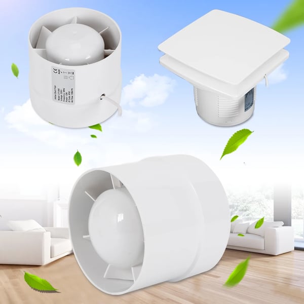 Rørventilator / Kanalventilator - In-line - Diameter 100 mm - Luftflow 100 m³/h - Lydniveau 34 dB - Hastighed 2400 rpm - 220 V 50 Hz - Hvid