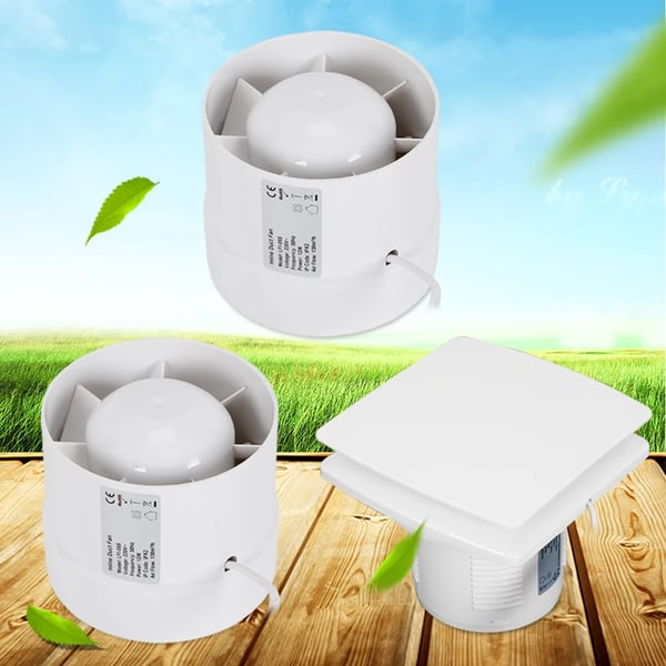 Kanalventilator 100 mm - Inline rørventilator - Støjsvag 34 dB - 2400 o/min - Kugleleje - Til badeværelse/køkken - Hvid