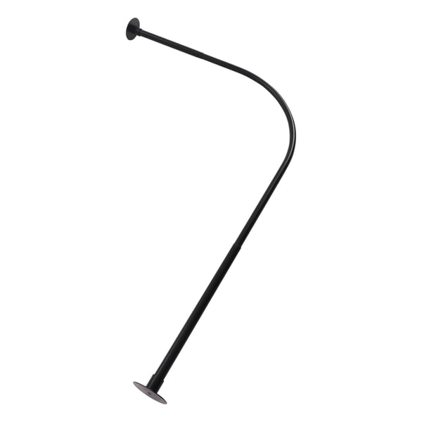 Bruseforhængsstang - L-formet hjørnestang - Teleskopisk - Montering uden boring - Rustfrit stål - Med ringe - Sort
